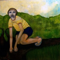 painting of a feral child