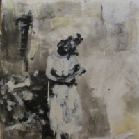 encaustic painting of a nurse